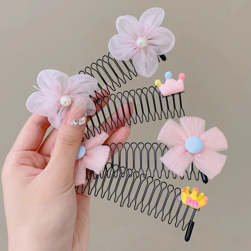 Women Invisible Broken Hair Hairpin Kids Tiara Tools Roll Curve Needle Bangs Fixed Insert Comb Cartoon Hair Styling Accessories