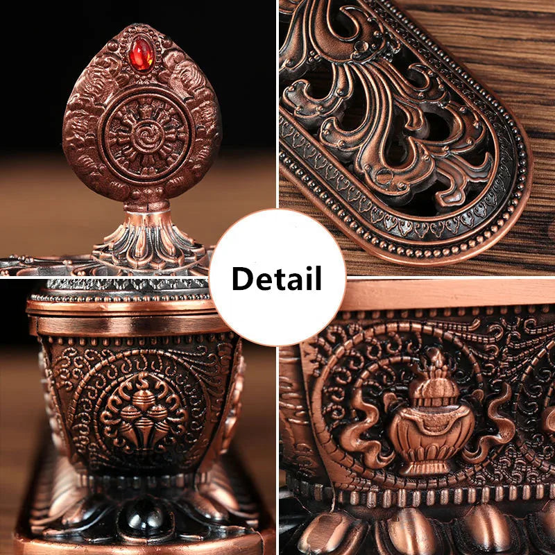 The Antique Metal Incense Burner Handmade Zen Buddhist Tearoom Ornament for Home Decor Incense Sticks Holder