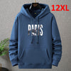 Plus Size 12XL 10XL Hoodies Men Autumn Winter Thick Fleece Hoodie Male Big Size 12XL Print Hooded Pullover Loose Hoodies Black