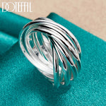 Load image into Gallery viewer, DOTEFFIL 925 Sterling Silver Five Circle Coil Ring For Women Wedding Engagement Party Fashion Charm Jewelry
