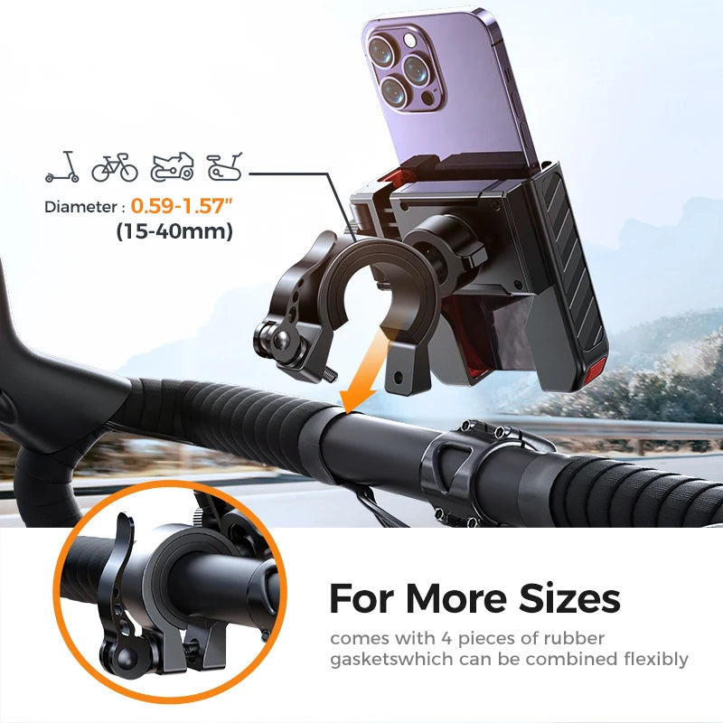 Joyroom 2024 Bike Phone Holder Universal One-hand Operation Bicycle Motorcycle Phone Holder For 4.7-7" Mobile Phone Shockproof