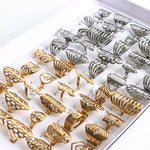 Load image into Gallery viewer, 10Pcs/Lot Fashion Hollow Stainless Steel Rings For Women Men Geometric Black Multicolor Mixed Style Jewelry Gifts Party
