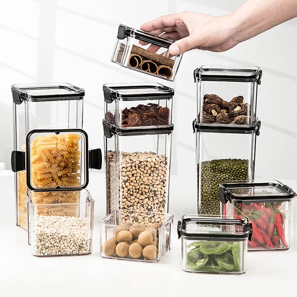 Sealed Plastic Food Storage Box Candy Dried Jars Fridge StorageTank Containers Household Items Kitchen Organizer 460ml 700ml