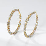 Load image into Gallery viewer, Silver Color Big Round Circle Sparkling Crystal Rhinestone Hoop Earrings for Women Statement Wedding Earrings Prom Gift
