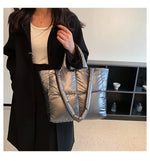Load image into Gallery viewer, Large Capacity Winter Woman Down Cotton Fluffy Shopping Shoulder Side Bag Purses Waterproof Puffy Tote Padded Handbags For Women

