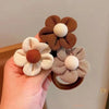 4Pcs/Set Cute Warm Color Flower Bow Elastic Hair Bands For Girls Ponytail Holder Hair Tie Scrunchie Kids Lovely Hair Accessories