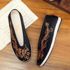 Old Beijing Cloth Shoes Men Soft Sole Chinese Embroidery Male Shoes Chinese Style Yellow Black Dragon Round Mouth Loafer Shoes