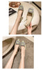 Beige Heeled Sandals Clear Shoes 2023 Women's Black Rhinestone Medium Pointed Closed New Spring Gladiator Block Girls