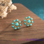 Load image into Gallery viewer, Turquoise Jade Earrings Charm 925 Silver Accessories Ear Studs Women Amulets Gemstone Natural Real Chinese Jewelry Talismans

