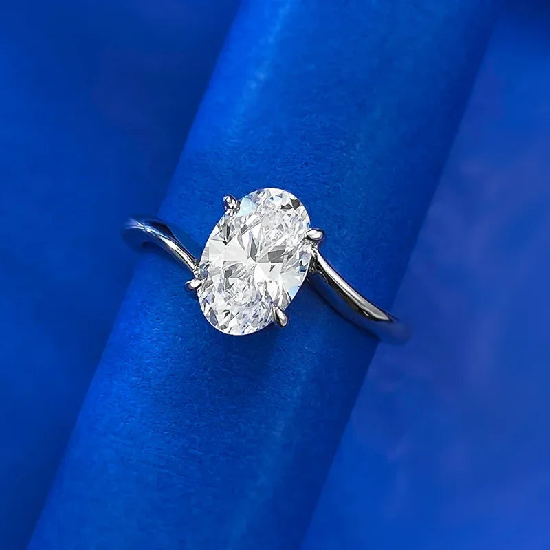 S925 Silver Simulated Diamond Cutting 6 * 9 Oval Ring for Women's Simple and Elegant Diamond Ring gift Jewelry