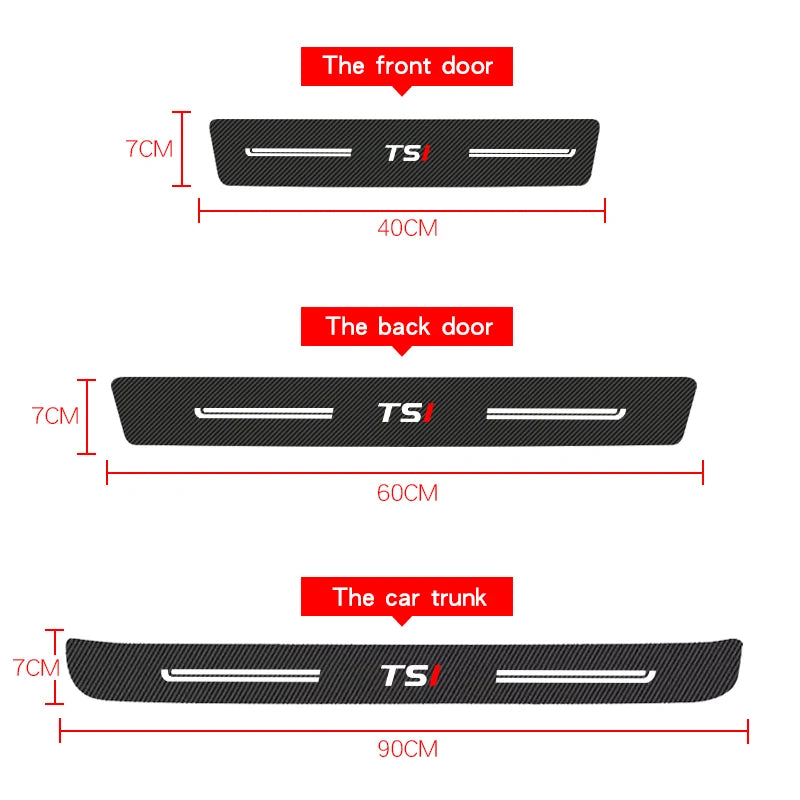 For Volkswagen TDI TSI GOLF POLO Touareg Tiguan passat Jetta Carbon Fiber Car Doorsill Sticker Protective Film Accessories Trunk