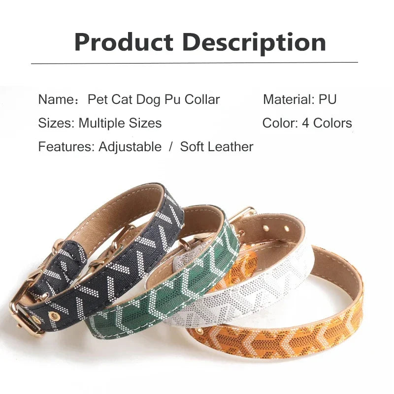 Personalized Durable PU Leather Dogs Collars Soft Comfortable Collar for Dog Accessories Multiple Sizes Adjustable Pet Supplies