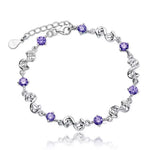 Load image into Gallery viewer, Hot luxury designer 925 Sterling Silver Purple crystal Lucky Clover Bracelets for women fashion party wedding Jewelry 17CM+4CM
