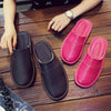 Spring Autumn Indoor Shoes Men's Woman Slippers Plus Size 35 46 Man Concise  brown Simple Leather Home Slippers For Men