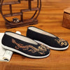 Old Beijing Cloth Shoes Men Soft Sole Chinese Embroidery Male Shoes Chinese Style Yellow Black Dragon Round Mouth Loafer Shoes