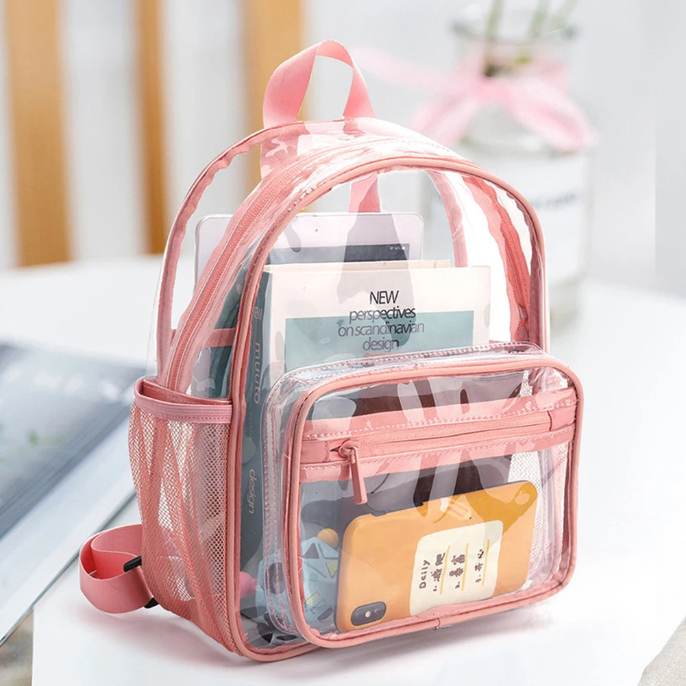 Transparent Backpack Waterproof PVC Student Jelly Rucksack Storage Bag Men Women Clear Backpacks Top-Handle School Book Bag