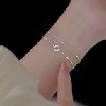 Load image into Gallery viewer, 925 Sterling Silver Double Layered Interlocking Bracelet With Sparkling Zirconia Bracelet For Women's Fashionable Jewelry Gift

