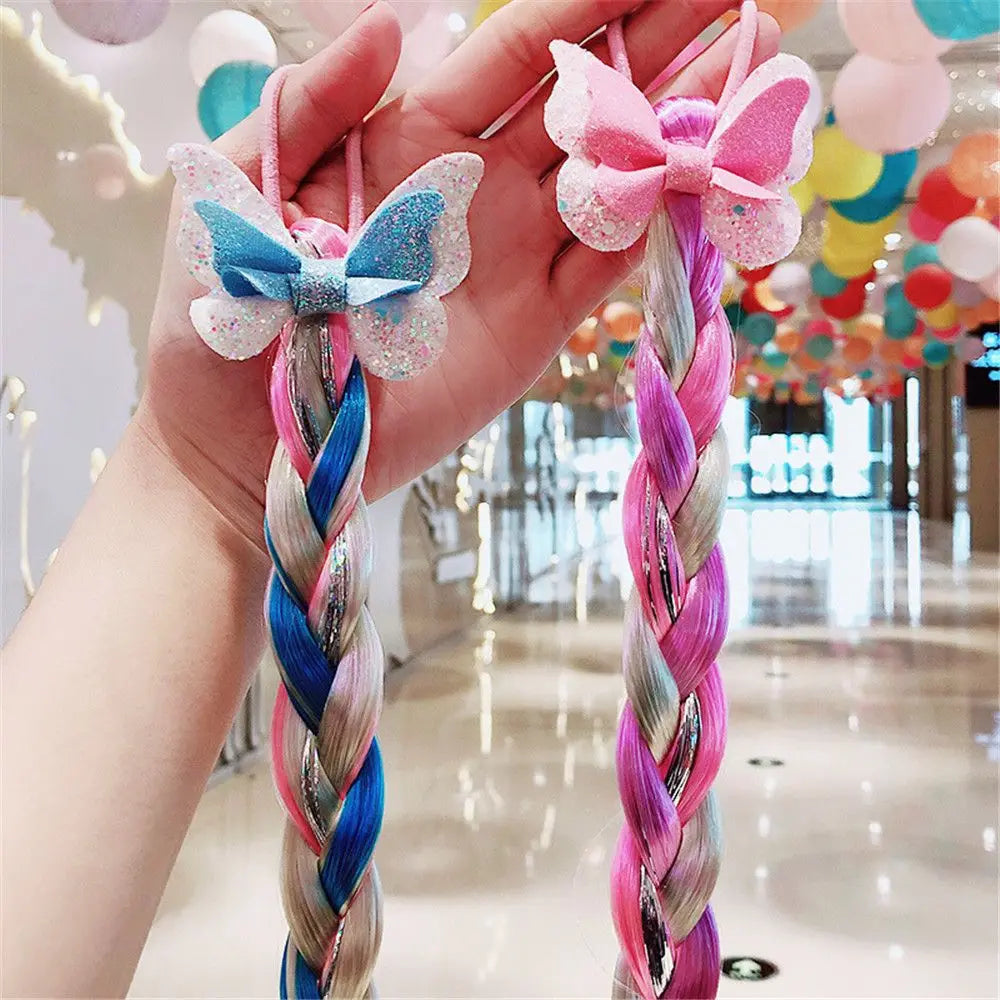 Girls Hair Bow Kids Rainbow Hair Tie Princess Accessories Toddler Snowflake Elastics Baby Accessories No Damage Braid