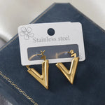 Load image into Gallery viewer, SZN 316L Stainless Steel Gold Plated V Shape Hoop Earrings For Women New Fashion Vintage Charms Girls Jewelry Party Gifts
