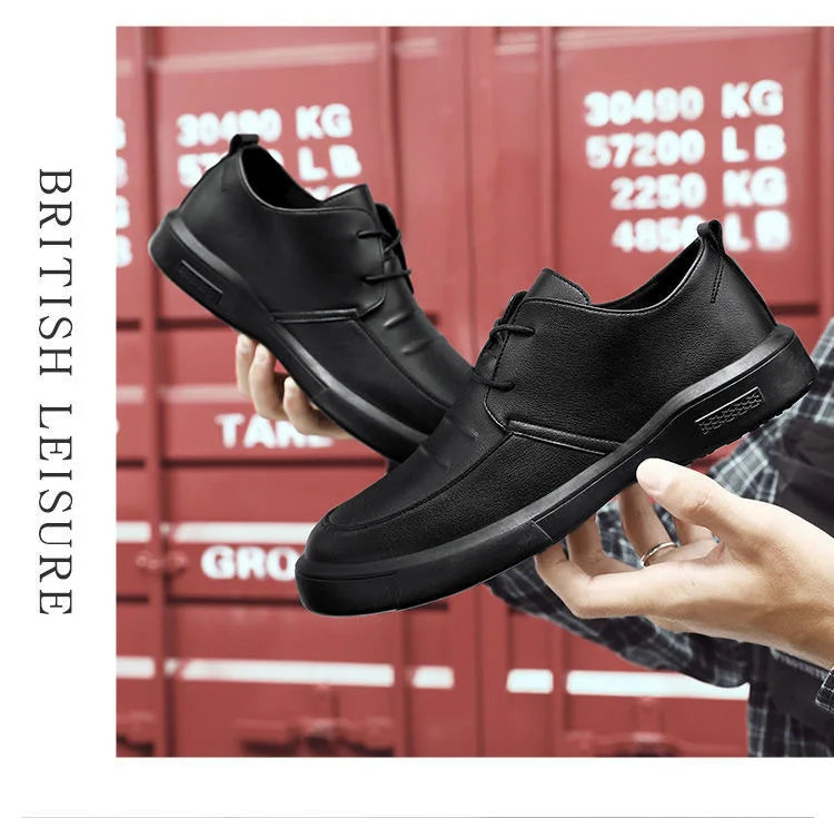 Shoes Casual Men Leather Big Toe Soft Sole Dress Versatile Business Lace-Up Summer Breathable Style 2023