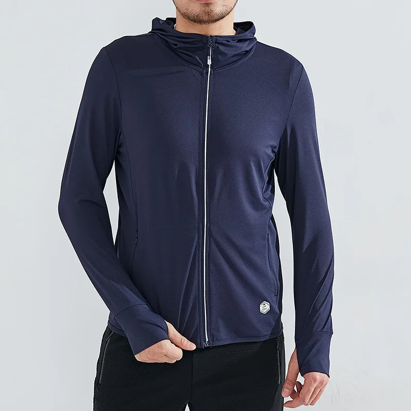 Full Zip Men's Sun Protection Hoodie Shirt UPF 50+ Long Sleeve  SPF Rash Guard Fishing Swimming Light Weight