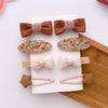 4/8pcs Korean Coffee Color Hair Pin Bow Knit Fabric Princess Hair Clips for Children Baby Girls Headwear Kids Hair Accessories