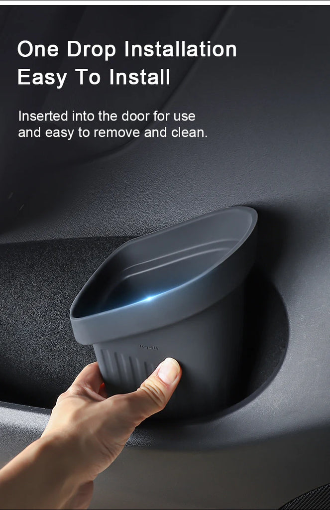 Herval For Tesla Model 3 Y Car Door Trash Can Eco-Friendly Silicone Door Storage Box Waterproof Garbage Can Car Accessories