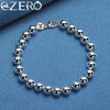 ALIZERO 925 Sterling Silver Smooth 8mm Beads Necklace Bracelet Set For Woman Fashion Charm Wedding Engagement Party Jewelry