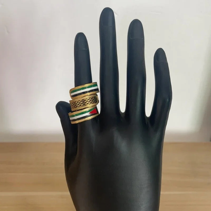 New Fashionable And Exquisite Arab National Style Palestinian Scarf Kufiya Open Ring For Temperament Men And Women Jewelry Gifts