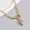 Statement Zirconia Snake Design Women's Pendant Necklace Stainles Steel Gold Plated Paperclip Chain Jewelry