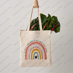 Load image into Gallery viewer, 1 Pc It Takes A Big Heart To Shape Little Minds Rainbow Pattern Tote Bag Canvas Shoulder Bag Women's Reusable Shopping Bag
