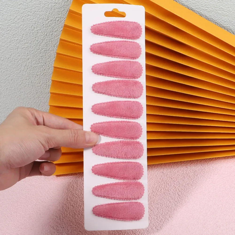 10Pcs/Set Cute Women Solid Plush Snap BB Clip for Girls Hairpin Barrettes Hair Clips Headwear Kids Hair Accessories Wholesale