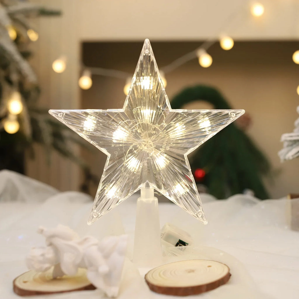 Merry Christmas Decoration LED Star Light Christmas Tree Pendant Ornaments for Home Decor Navidad New Year 2025 Gift Accessory