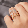 Women Cross Heart Open Rings Korean Zircon Adjustable Finger Ring Golden Silver Pink Color Stainless Steel Couple Rings Jewelry