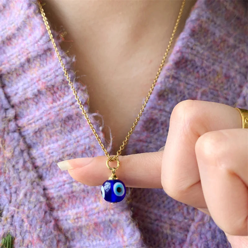 Fashion Blue Evil Eye Choker Necklace for Women Lucky Turkish Jewelry Copper Clavicle Chain Girl Party Wish Card Gift Collar