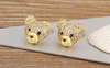 Nidin New Arrival Fashion Cute Zircon Little Bear Stud Earrings 8 Colors For Women Girls Ear Jewelry Accessories Delicate Gifts