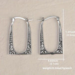 Load image into Gallery viewer, Silver Color Do Old Ethnic Pattern Style U-shaped Hollow Pendant Earrings for Women Retro Fashion Daily Wear Earrings
