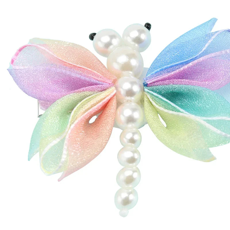 2Pcs Cute Pearl Butterfly Hair Clips For Girls Sweet Kids Hairpins Barrette Summer Headwear Hair Accessories Hair Ornament Clip