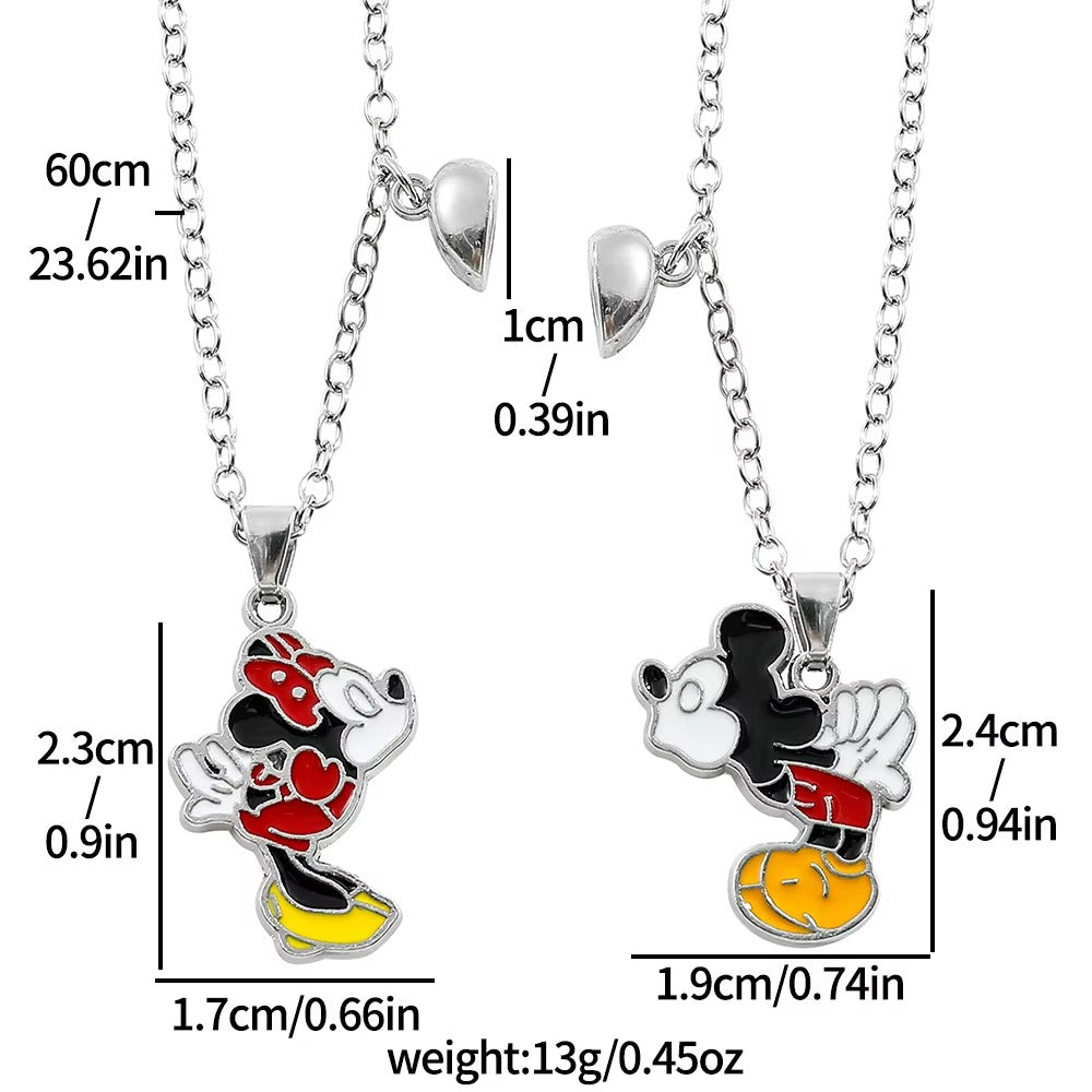 Magnetic Attraction Love Pendant Necklace Creative Minnie Mickey Mouse Couple Necklace Set