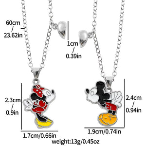 Magnetic Attraction Love Pendant Necklace Creative Minnie Mickey Mouse Couple Necklace Set