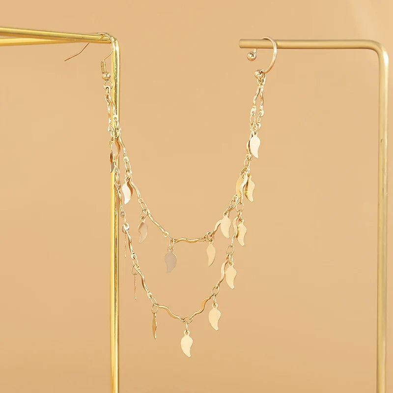 Indian Gold Color Pearl Butterfly Tassel Earrings Nose Clip Chain For Women Boho Nose Ring Non Pierceing Dangle Earring Jewelry