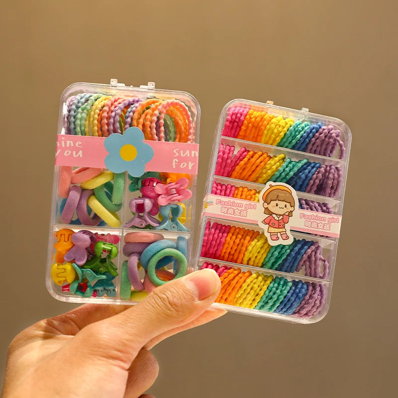 150Pcs/Box Baby Girls Cute Colors Classic Elastic Hair Bands Children Sweet Soft Scrunchies Rubber Bands Kids Hair Accessories