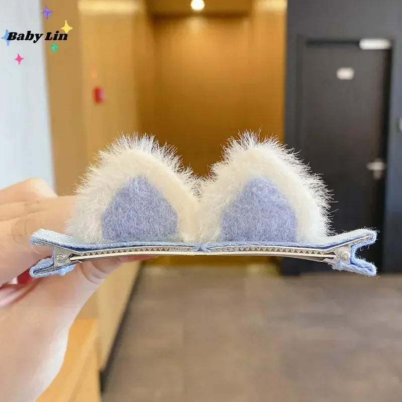 2pcs Cute Ears Hair Clips 3D Rabbit Bear Hair Pin for Baby Girls Kawaii Headwear Little Girls Kids Hair Accessories 2023 NEW