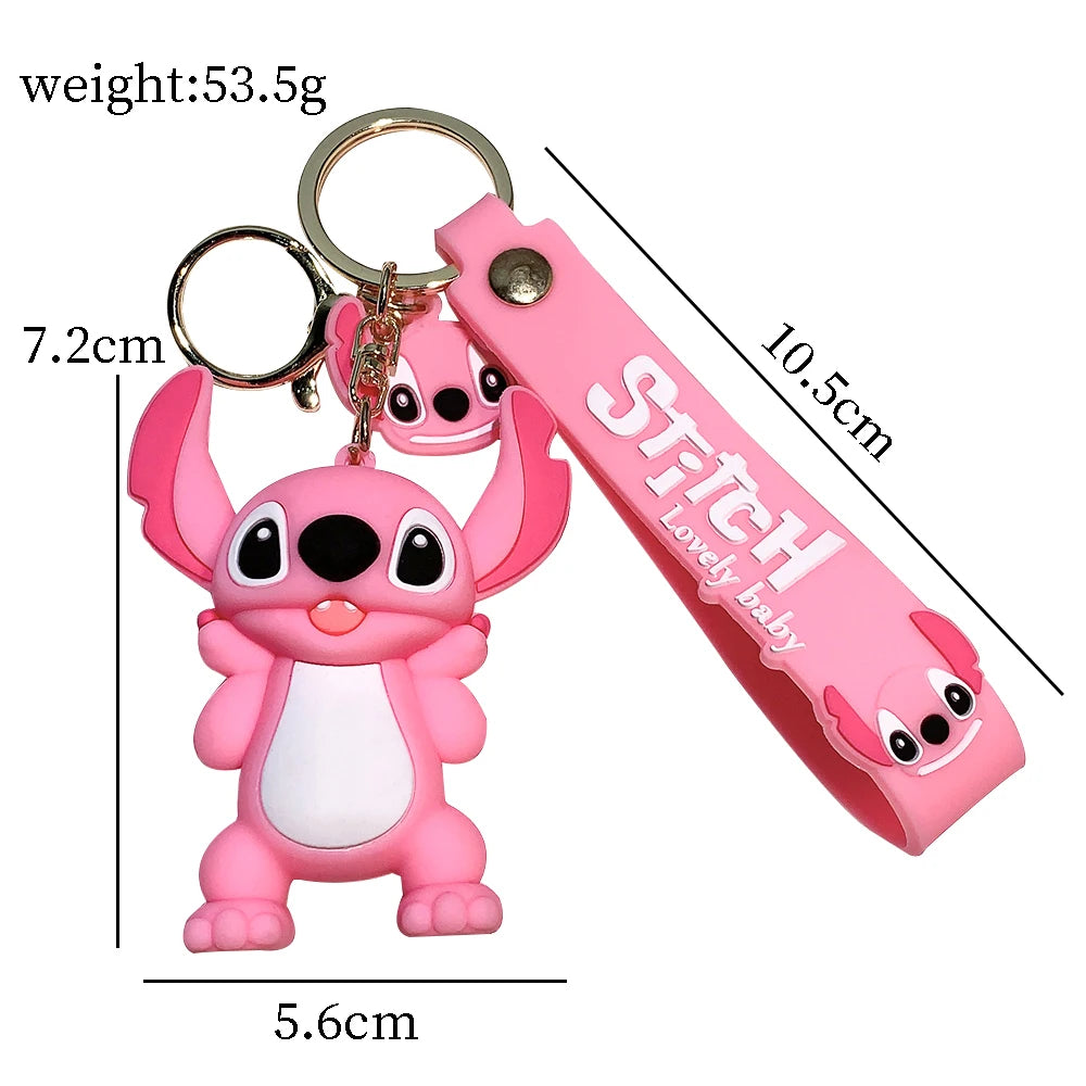 Disney Lilo & Stitch Keychain Cute Cartoon Figure Stitch Silicone Pendant Keyring Kawaii Figure Toys Model Jewelry Accessories