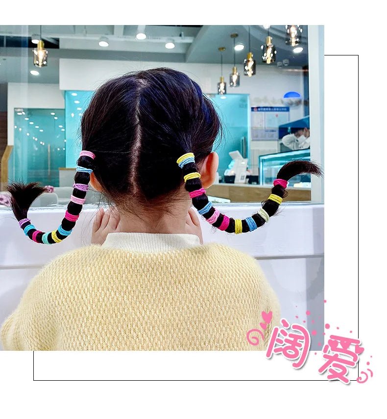 100pcs Children Elastic Hair Bands Girls Rubber Band For Kids Sweets Scrunchie Hair Ties Clips Headband Baby Hair Accessories