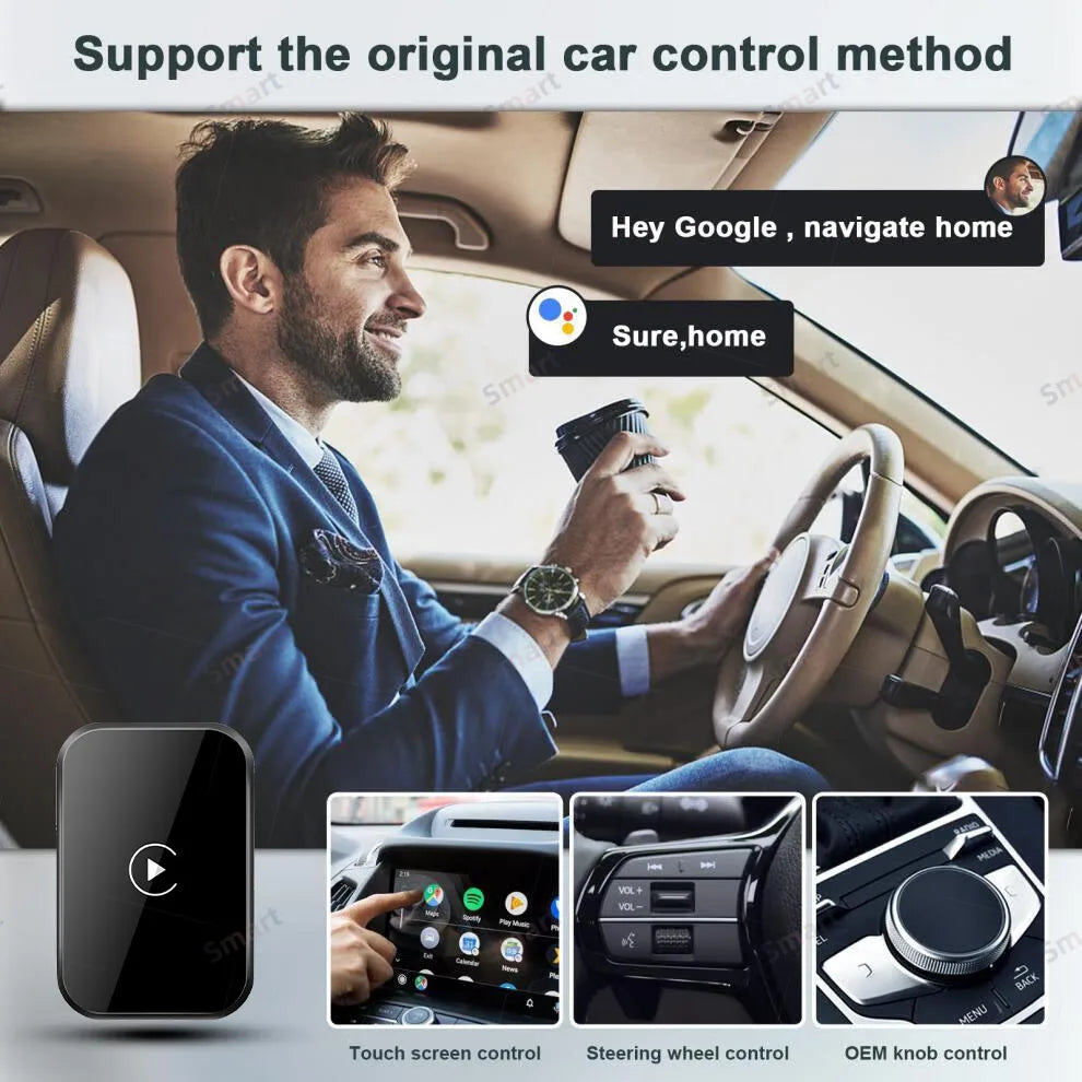 Mini 2in1 Wired to Wireless Ai Box Carplay Android Auto Adapter for OEM Car Radio Smart Audio Box Bluetooth WiFi Auto Connection