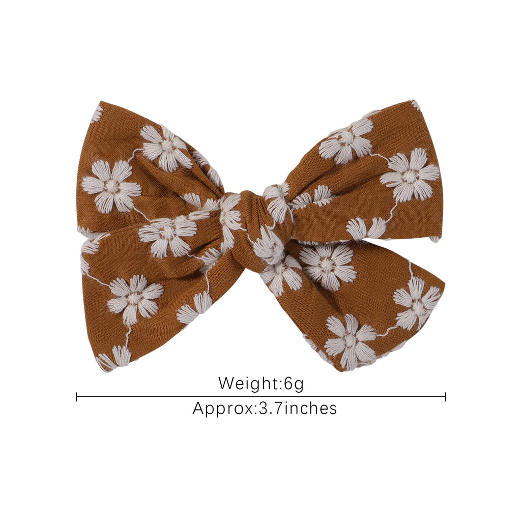 2Pcs/Set Sweet Flower Print Bowknot Hair Clips For Cute Baby Girls Cotton Bows Hairpins Barrettes Headwear Kids Hair Accessories