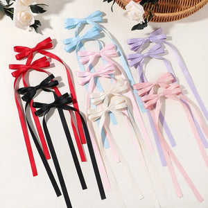 2pcs Ins Style Ribbon Bow Headband Long Tassel Hair Clip Women's Hair Accessories Girls Christmas Party Hair Accessories