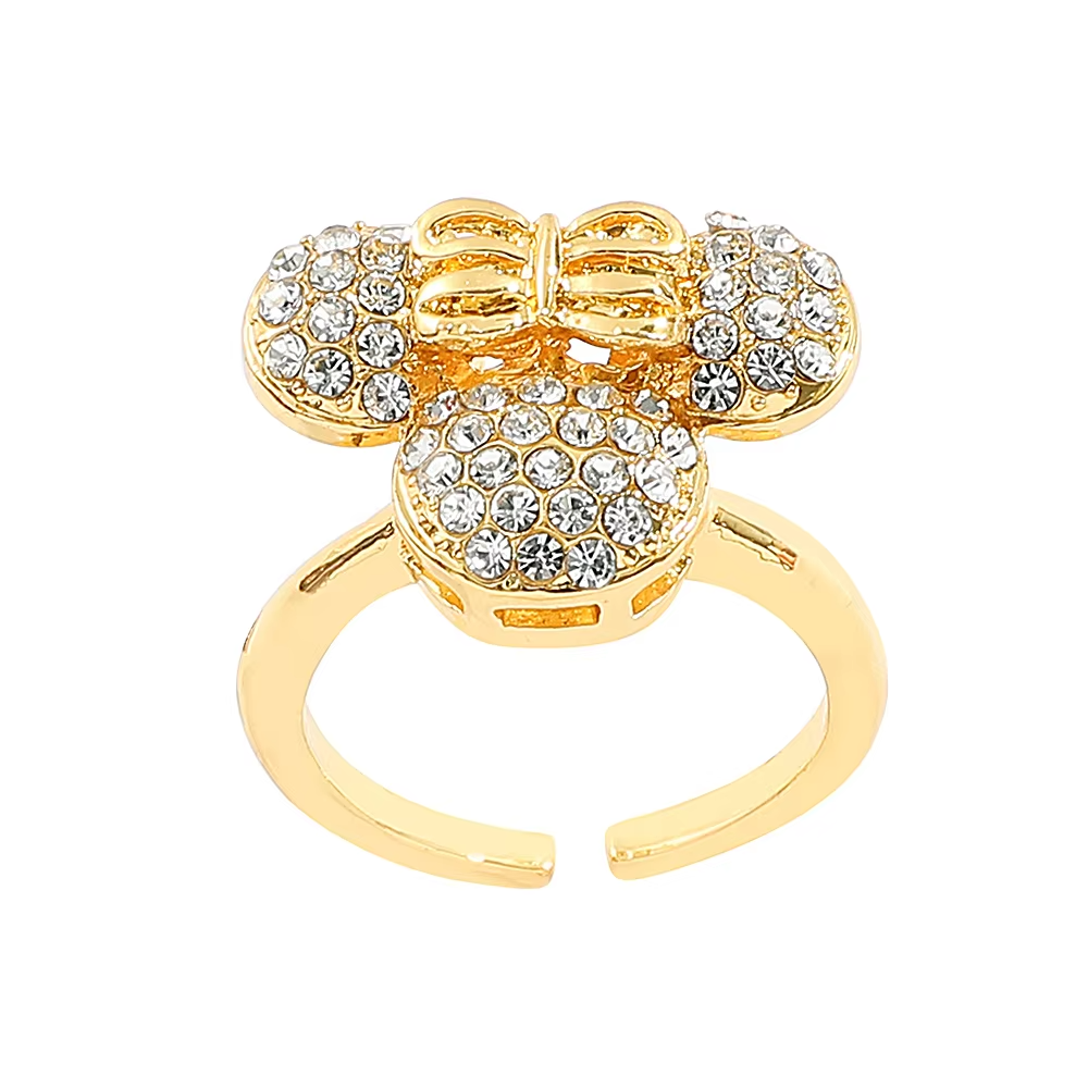 Disney-Cute Shiny Zircon Minnie Mouse Ring for Women, Geometric Finger Rings, Y2K Party, Teen Girls, Jewelry Gifts, Fashion