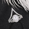 Trendy Luxury Creative V Shape Design New Women Rings Dazzling Silver Color Zircon Female Accessories Engagement Party Jewelry
